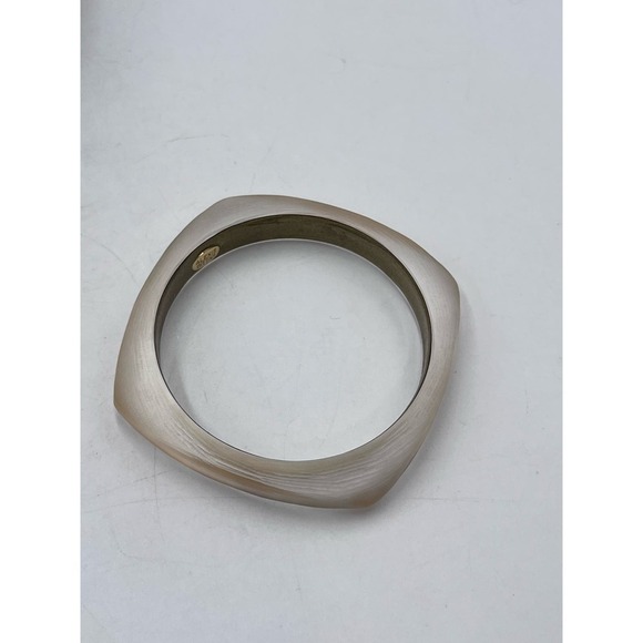 Alexis Bittar Designer Luminous Soft Square Champagne/Gold Bangle Bracelet - Picture 9 of 12